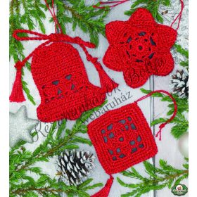   Anchor Crochet karácsonyi horgolókészlet - Karácsonyi díszek (piros) 13-1.